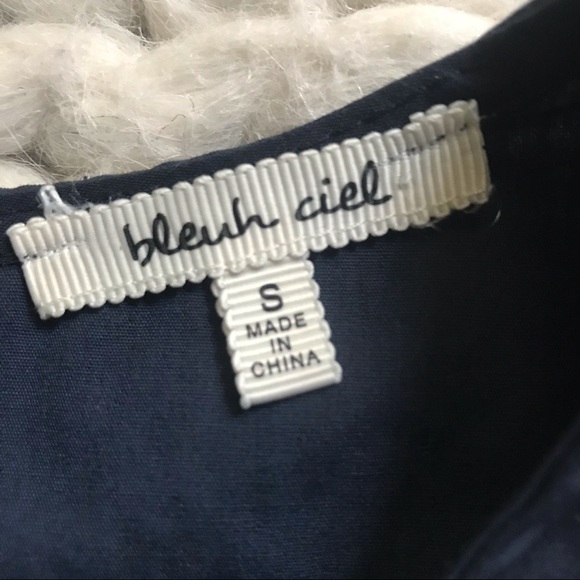 Blueh ciel navy top with pink cherry blossom embroidery, S - Picture 4 of 12